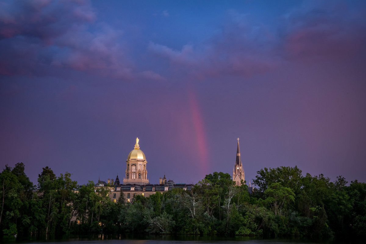 NotreDame's tweet photo. As the sun sets on another academic year we wish our students a fond farewell, safe travels and a happy summer! https://t.co/3p7MPKs3cs