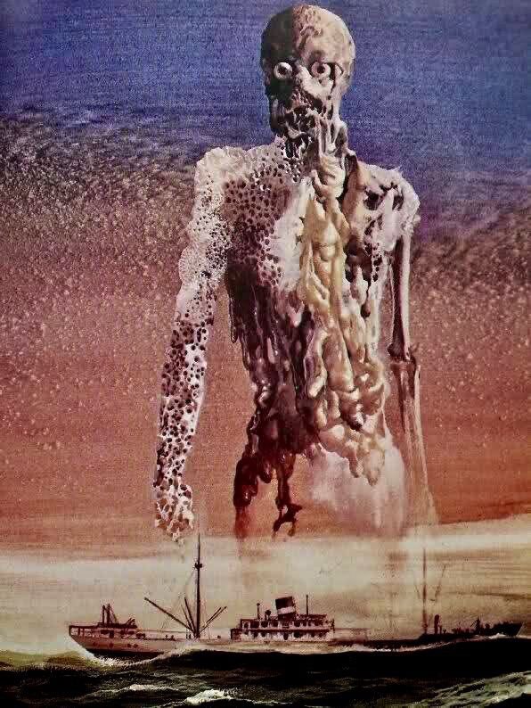 WeirdlandTales's tweet photo. Sci-fi and horror covers by Dutch artist, Karel Thole (1914-2000). His monsters, set against those sunless skies, always look like so hideous and menacing. Like malevolent tumors. There’s no attempt to make them appealing. https://t.co/znl78jj511