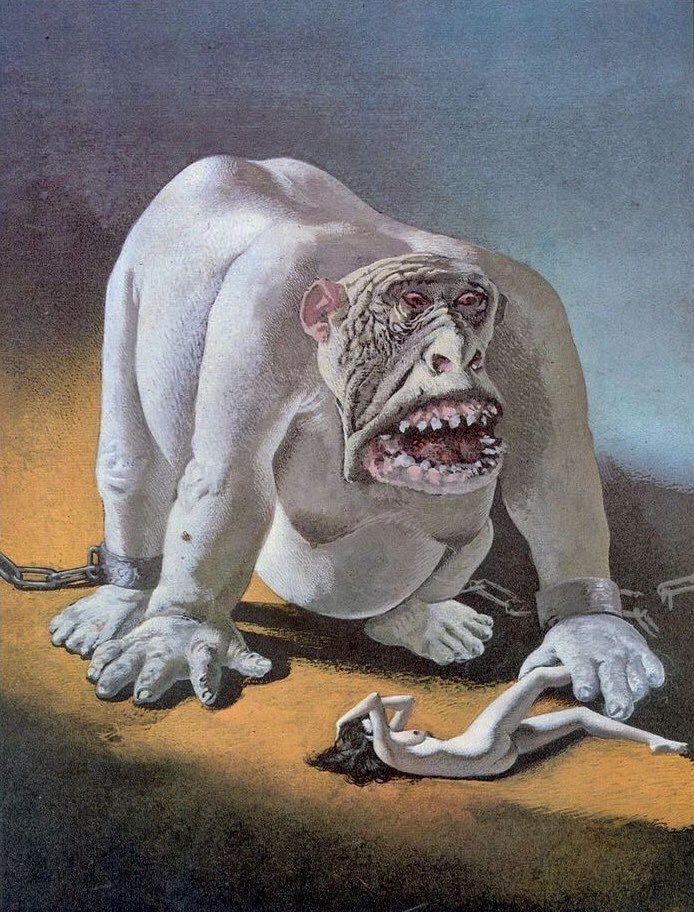 WeirdlandTales's tweet photo. Sci-fi and horror covers by Dutch artist, Karel Thole (1914-2000). His monsters, set against those sunless skies, always look like so hideous and menacing. Like malevolent tumors. There’s no attempt to make them appealing. https://t.co/znl78jj511