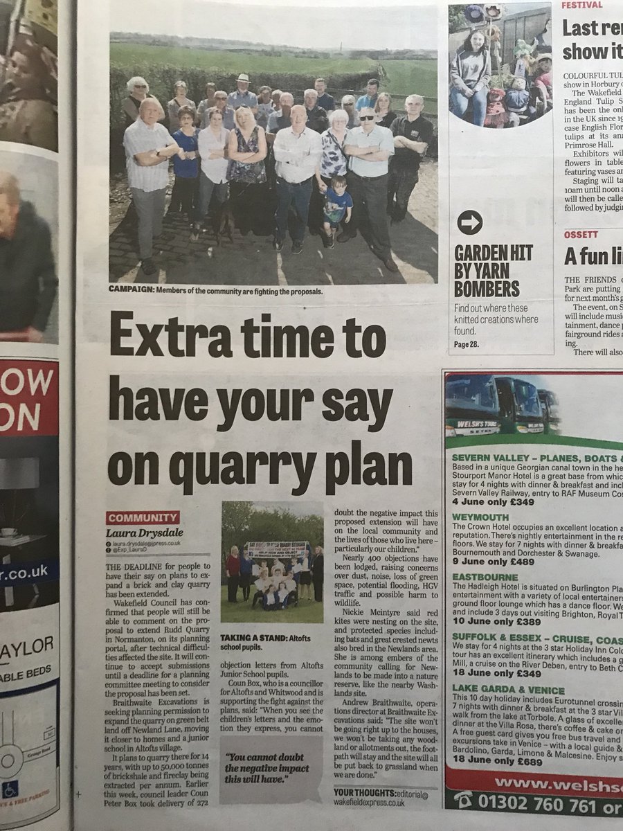 BlackstoneFiona's tweet photo. In this week’s @WakeExpress again! @AgainstQuarry https://t.co/qXevZXv2SP