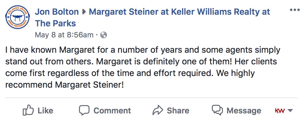 Thank you Jon at Inspectagator for the very nice recommendation!

#RealEstateInvestor #RealEstateForSale #Realtor #Realty #Broker #HomeForSale #HouseForSale #PropertyForSale #RealEstateAgent #JustListed #NewListing #MillionDollarHome #kellerwilliamsrealty #orlandorealestate