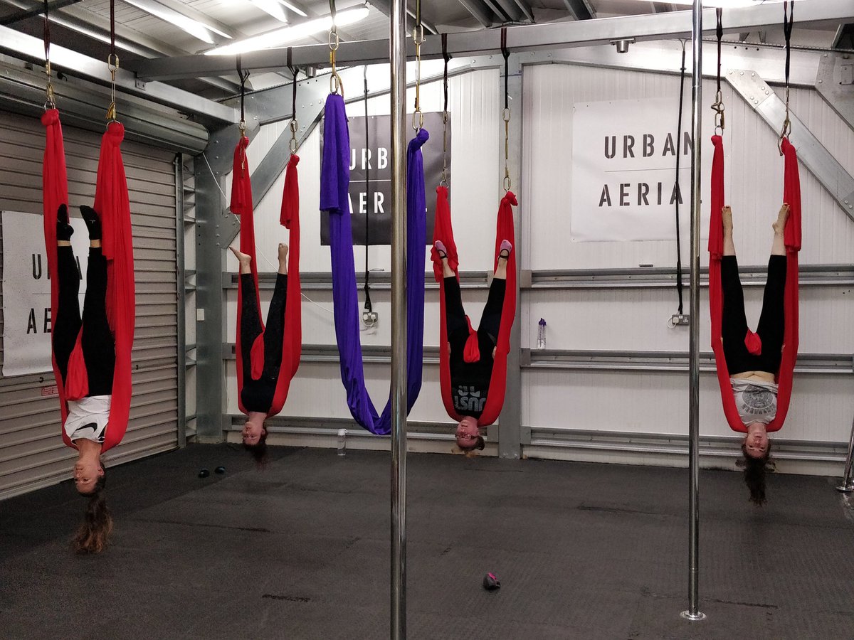 PhoenixPhit's tweet photo. Bat pose at aerial yoga today #aerialyoga #batpose #yoga #relaxation #aerialyogaclass https://t.co/CFdFY06PRy