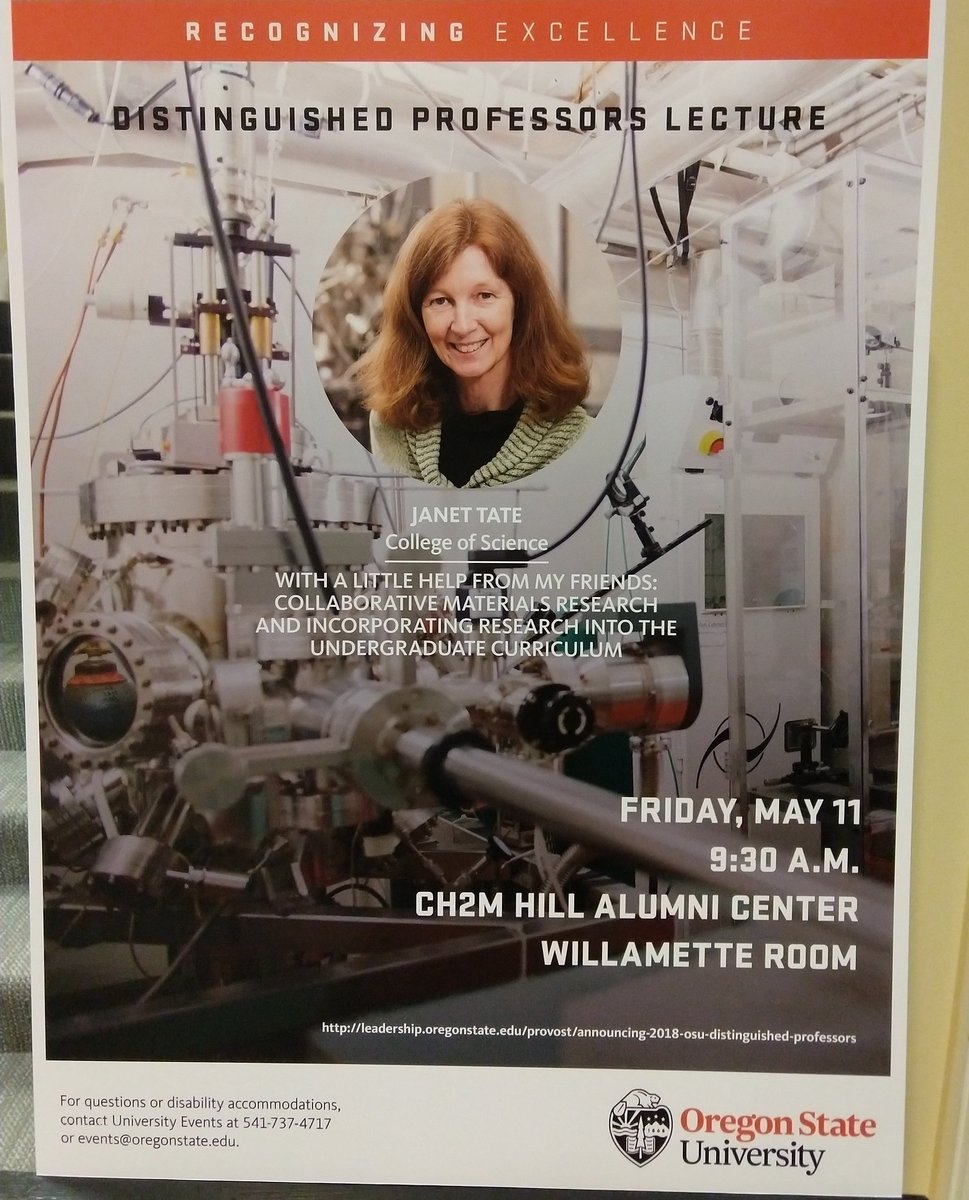 Andriy Zakutayev (@andriyzakutayev) on Twitter photo And here is the real reason I am at <a href="/OregonState/">Oregon State University</a> this week: my advisor Janet Tate of <a href="/OSU_Physics/">Oregon State Physics</a> has been just became a Distinguished Professor of OSU, the highest recognition one can achieve at OSU. Congratulations, Janet!!! And here is the real reason I am at <a href="/OregonState/">Oregon State University</a> this week: my advisor Janet Tate of <a href="/OSU_Physics/">Oregon State Physics</a> has been just became a Distinguished Professor of OSU, the highest recognition one can achieve at OSU. Congratulations, Janet!!!