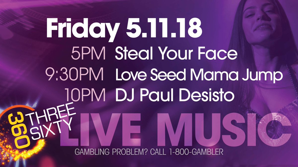 parxcasino's tweet photo. TONIGHT in #360parx :
- #StealYourFace
- #LoveSeedMamaJump
- @DJPaulDesisto https://t.co/RWtdxq5AiS