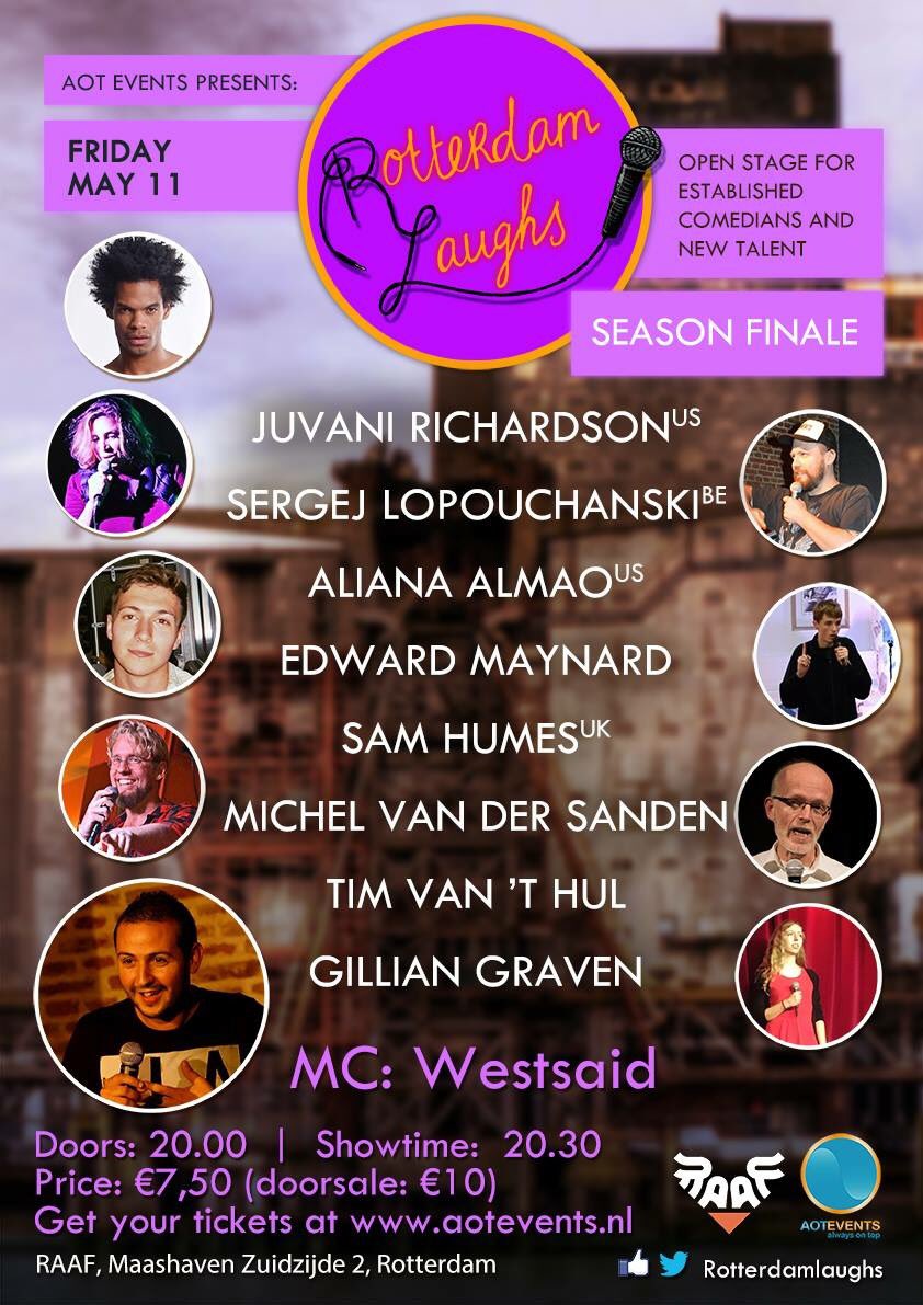 RotterdamLaughs's tweet photo. We hope to see you tonight! This will be our final show at @RAAFRotterdam, because they are closing... Get your ticket(s) via: https://t.co/cpIiLbDrRw https://t.co/L6Jg2Gp1OL