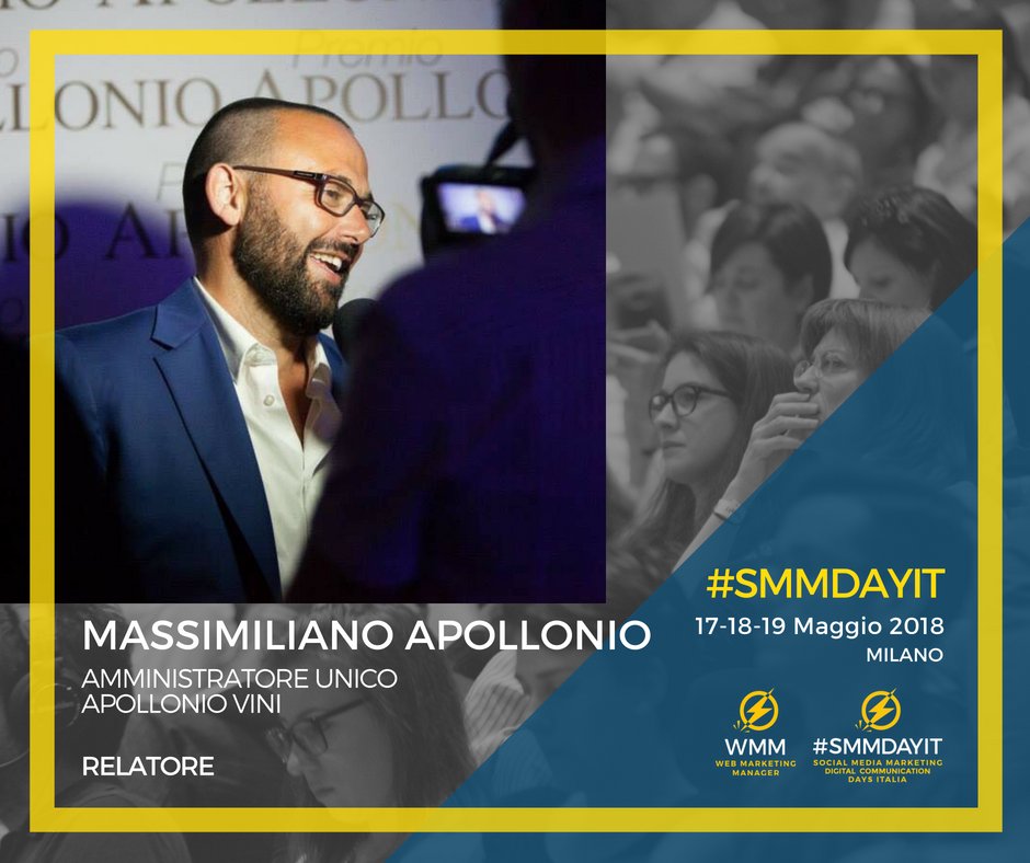 "Marketing e Comunicazione con Premio Apollonio: un omaggio alla Puglia. Quando business e cultura, s'incontrano"
Massimiliano Apollonio - Amministratore Unico - <a href="/apolloniovini/">Apollonio Vini</a> 
Partecipa ai Social Media Marketing + Digital Communication Days Italia 2018 
bit.ly/SMMdayIT-2018