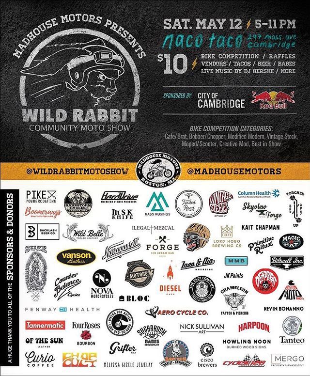 madhousemotors's tweet photo. RT NovaMotorcycles "Where we’ll be tomorrow, rain or shine! It’s going to be a good time with tons of cool bikes and fellow riders. Come check it out. wildrabbitmotoshow ! 🐇💥🐇💥🐇
The City of Cambridge Ma
redbull 
pikepowdercoating
barnstormcycles
… https://t.co/jM0bHrEiit"