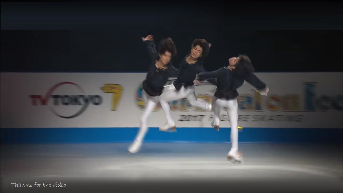 mid19c's tweet photo. Tatsuki's Siegfried✨did a barrel turn jump as he realized the whole thing was a set up, in Swan Lake, Carnival on Ice 2017. It was a little hard for my app to clip the figure, thanks to the combination of Tatsuki's white pants and the white fence. A nice set up🤔 https://t.co/bgTlr1eMOo