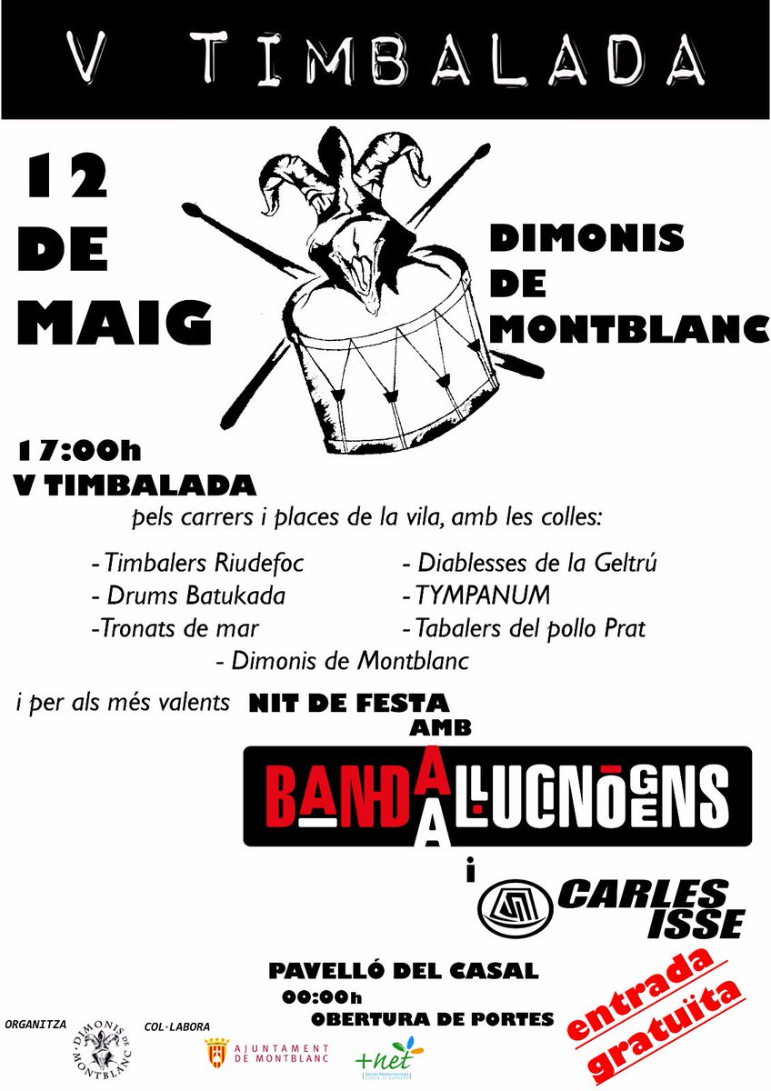 Ja està tot a punt!  Només falta que sigui demà i que vingueu tots! Us esperem!!!! <a href="/Tympanvm/">TYMPANVM</a> <a href="/DrumsEsplugues/">Drums Batukada</a> <a href="/DiablessesG/">Diablesses Geltrú</a>  <a href="/diablesdelprat/">Diables del Prat</a> <a href="/TronatsdeMar/">Tronats de Mar</a> i tabalers riudefoc!