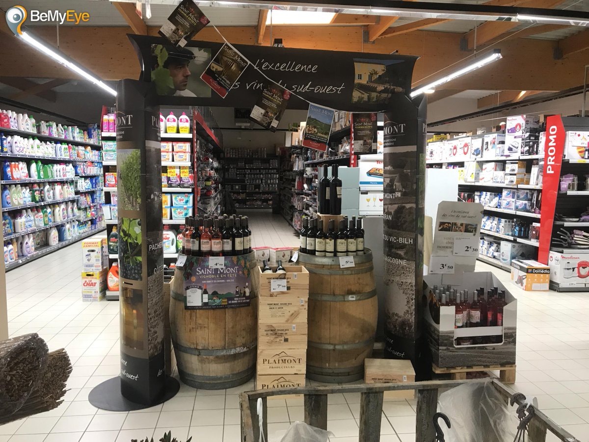 InStore_Europe's tweet photo. Welcoming the weekend are two French alcohol brands who are showing creativity with their displays. Will you dare a red wine by Producteurs Plaimont #FoundInStore in an Intermarché or would you prefer a pastis by Pernod Ricard found in a Carrefour? #Fridaymood #retail #CPG https://t.co/eMvqfTSlcq