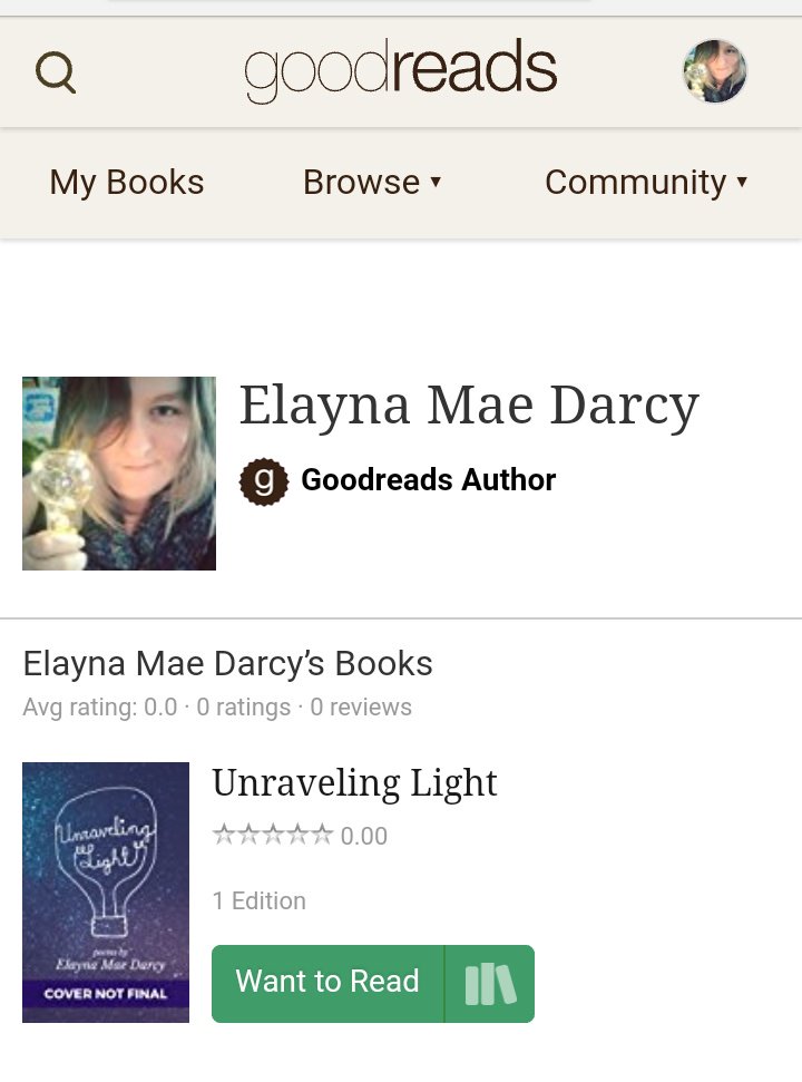 elaynamusings's tweet photo. Hey hi hello good morning, guess whose book is now on @goodreads &amp; has an official #goodreads author page SPOILER YES YEAH YUP IT ME, now brb, gotta check this one off the bucket list. 😭😍✨🙌🙏 #YerAnAuthorElayna #AuthoringIntensifies https://t.co/Q4f1EG7Aho
