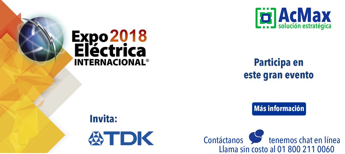 AcMax_de_Mexico's tweet image. Este 5, 6 y 7 de junio AcMax y @tdklambda te invitan a participar en @_expoelectrica 
Conoce más de ello en: acmax.mx/Mx/expo-electr…
#ExpoEléctricaInternacional2018 #FuentesDePoder #TDKyAcMax #ConferenciasTécnicas #ProgramasDeCapacitación #CDMX