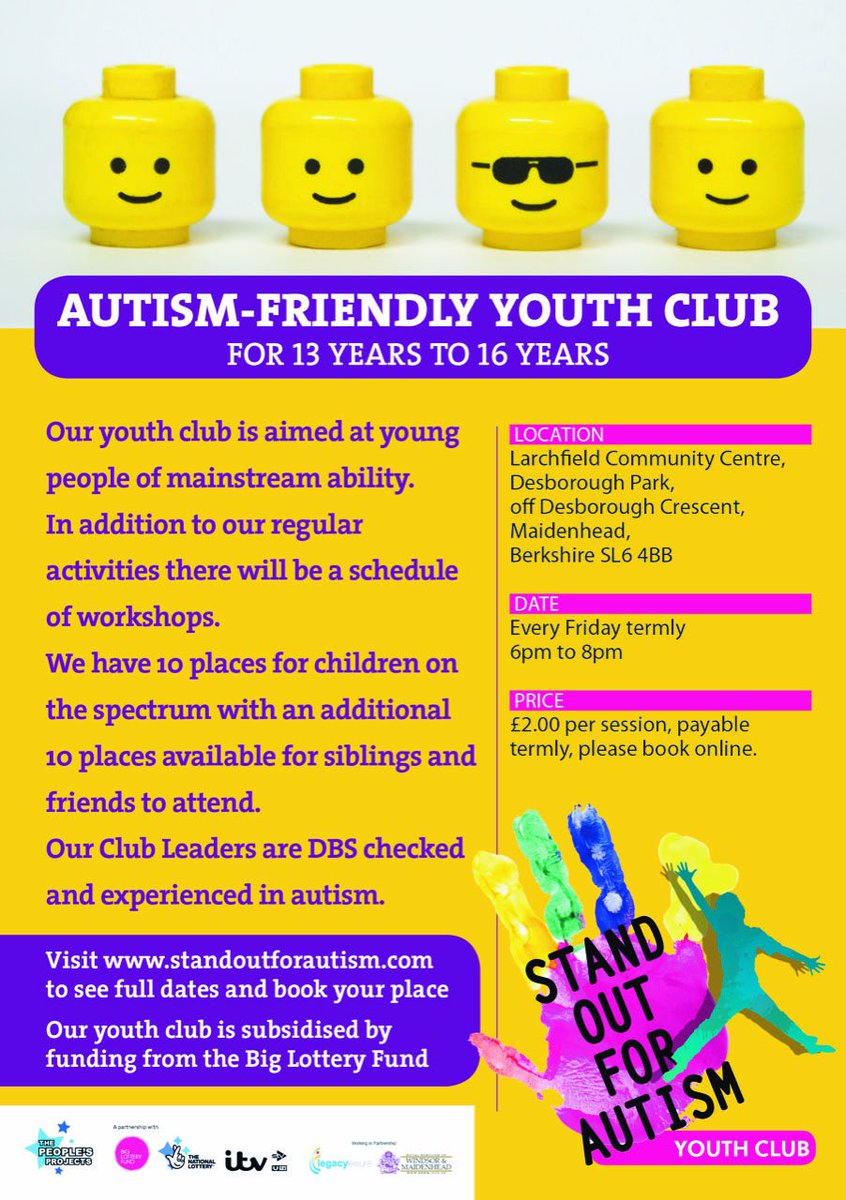 standout4autism's tweet photo. Join us at our Autism-Friendly Youth Club every Friday from 6-8pm (13-16 years)
https://t.co/gEFOkpBYar
Sibling welcome too!
#standoutforautism #autismfriendly #maidenhead https://t.co/OZhMus9P7Z
