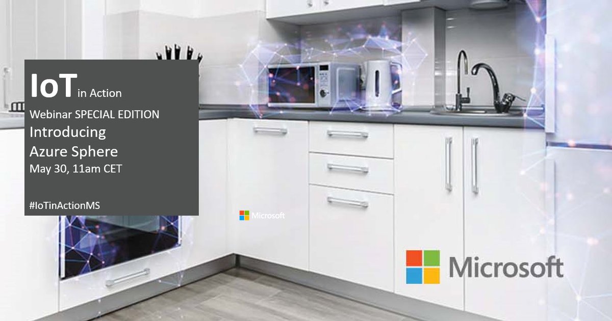 AlemanaSocrata's tweet photo. Join the #IoTinActionMS webinar on May 30, 11am CEST to learn how to get started with #azuresphere. #Microsoft experts will show you the chip and review materials that are available on the product platform.
https://t.co/MN4rqM2zOu #Azure https://t.co/f7BrTvl8gq