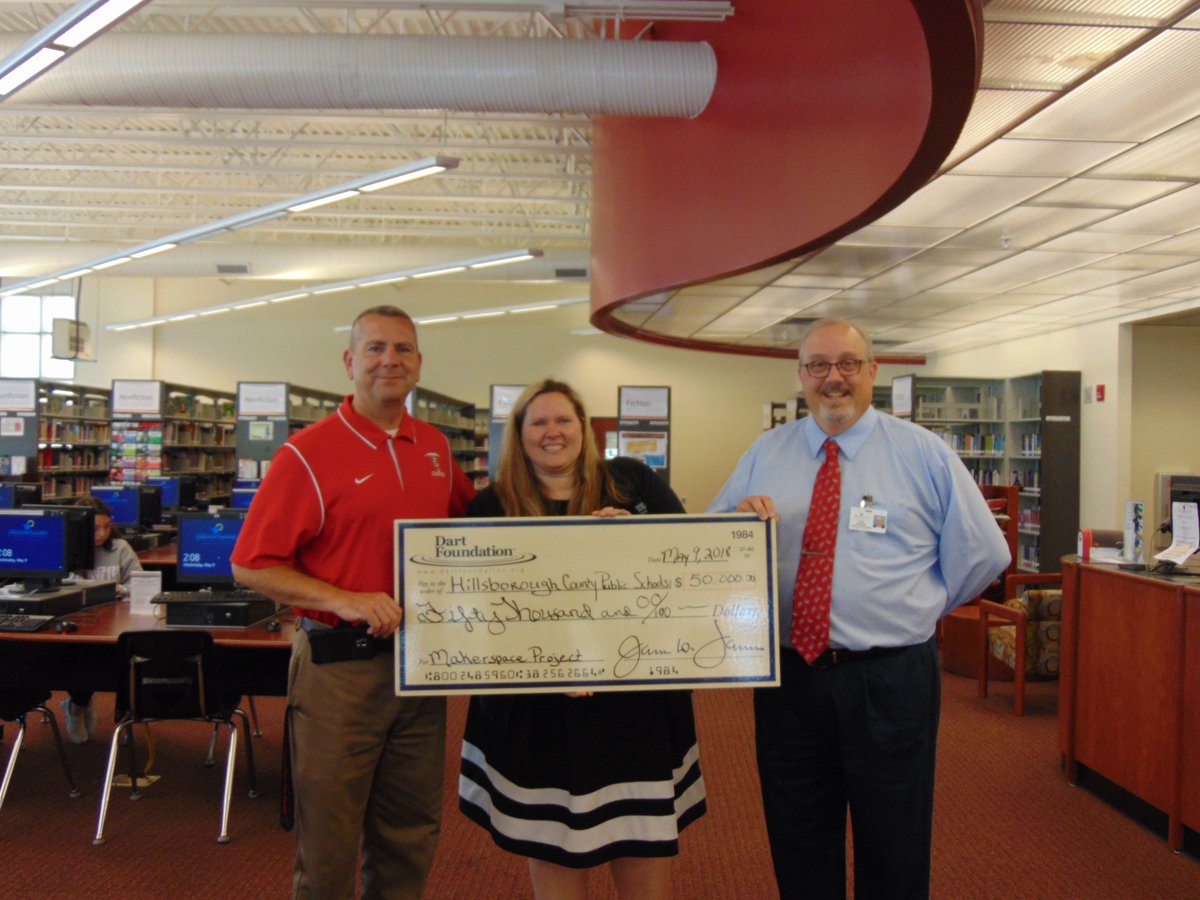 HillsboroughSch's tweet photo. Congratulations to Kim DeFusco and John Milburn! They have been awarded a $50,000 grant from the #DARTFoundation to create makerspaces! Tapping into the natural inclinations of children and the power of learning by doing, makerspaces disguise learning as exploration and play. https://t.co/2zGBPz6LmD