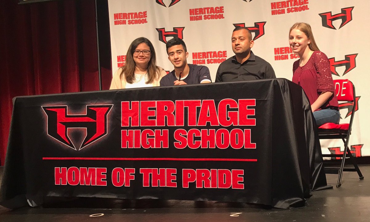 MunsonCoach's tweet photo. Congrats to Anthony Rodriguez on signing day at Heritage. Tony will be playing at Shenandoah next year!
#gohornets#heritageproud https://t.co/XnlMY7id8t