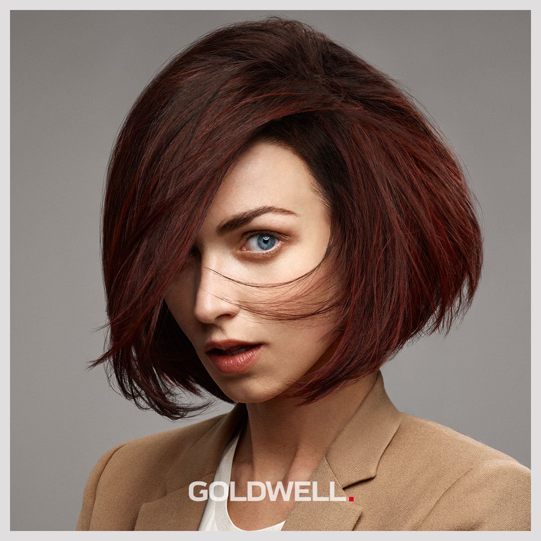 Powerful brunette + bold color, yes please! Created with the new Goldwell Iconic #Brunette Collection.