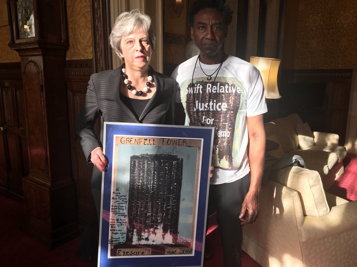 This is the Prime Minister just look at the expression on her face.. never seen anything like it #Grenfell