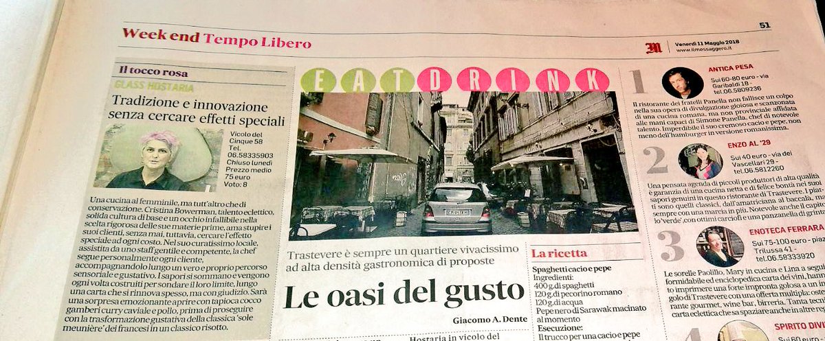 Tradizione e innovazione senza cercare effetti speciali #GlassHostaria <a href="/ilmessaggeroit/">Il Messaggero</a> @cribowerman #cristinabowermanchef #roma