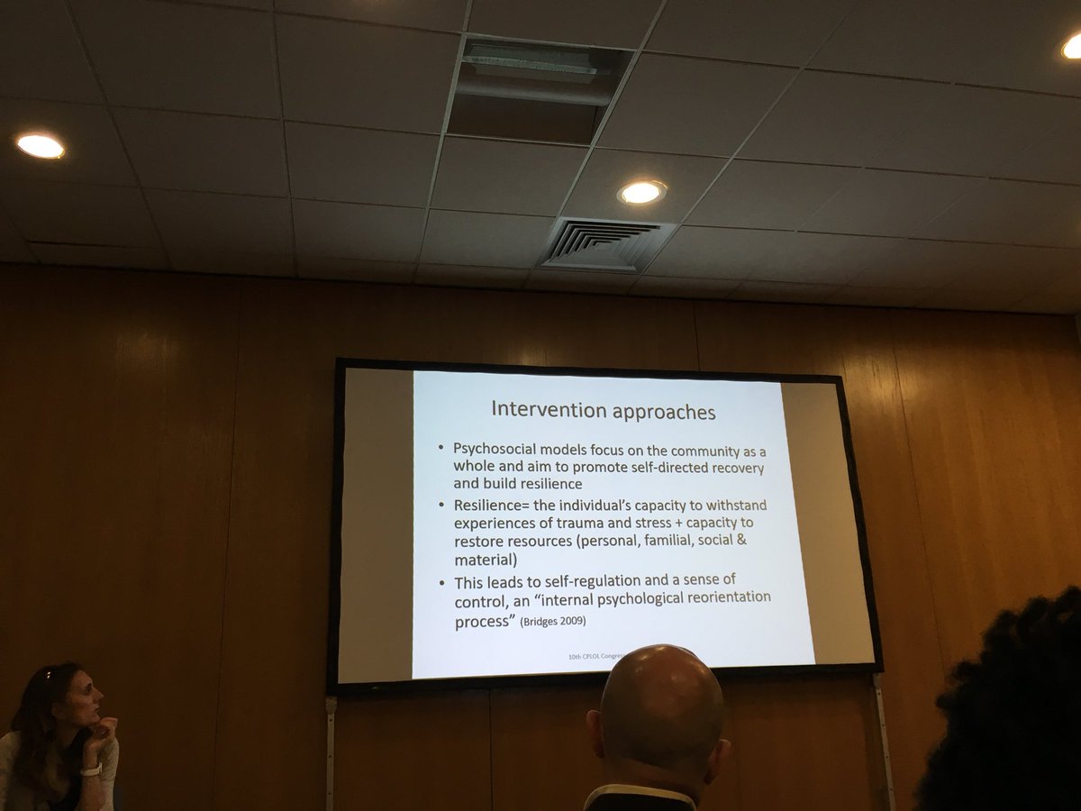 Emphasis on developing resilience and self regulation as key components of speech and language therapy intervention approaches with refugees at #CPLOL18 - Mancini &amp; Vlassopoulos. #newchallenges #newopportunities