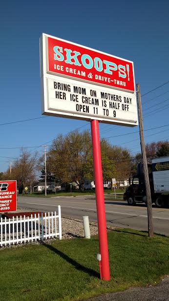 This Sunday is Mother's Day.  Half off ice cream for that special Mom in your life.