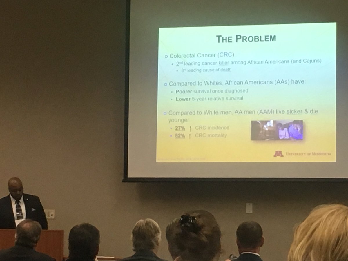 Did you know? Colorectal Cancer is second leading killer among African Americans &amp; Cajuns. @crrogersPhD shares his insights <a href="/LADeptHealth/">Louisiana Department of Health</a> Cancer Summit <a href="/rebekahgeemd/">Rebekah Gee MD</a>