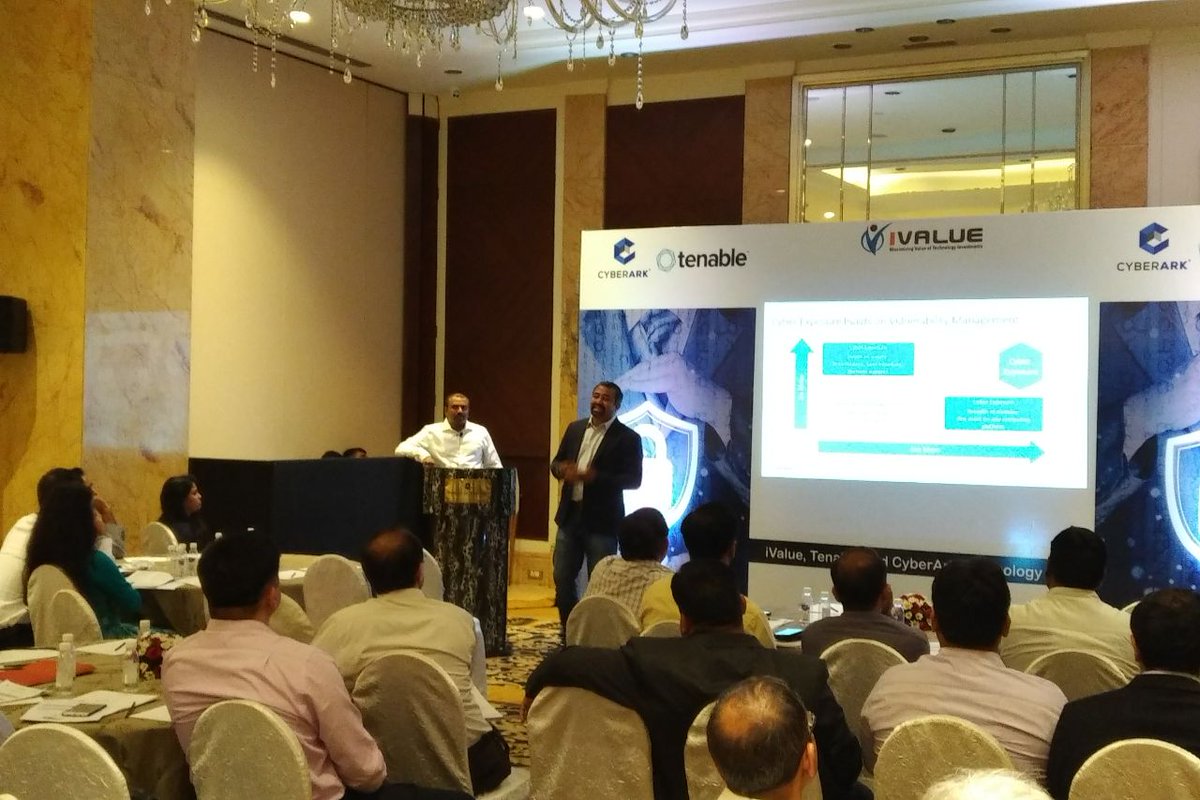 iValueInfoSoln's tweet photo. @iValueInfoSoln  @TenableSecurity and @CyberArk  #Technology Meet at @ShangriLaHotels Eros Hotel, New Delhi 
#CyberExposure #PrivilegeAccountsManagement https://t.co/XkBLmjD4pt