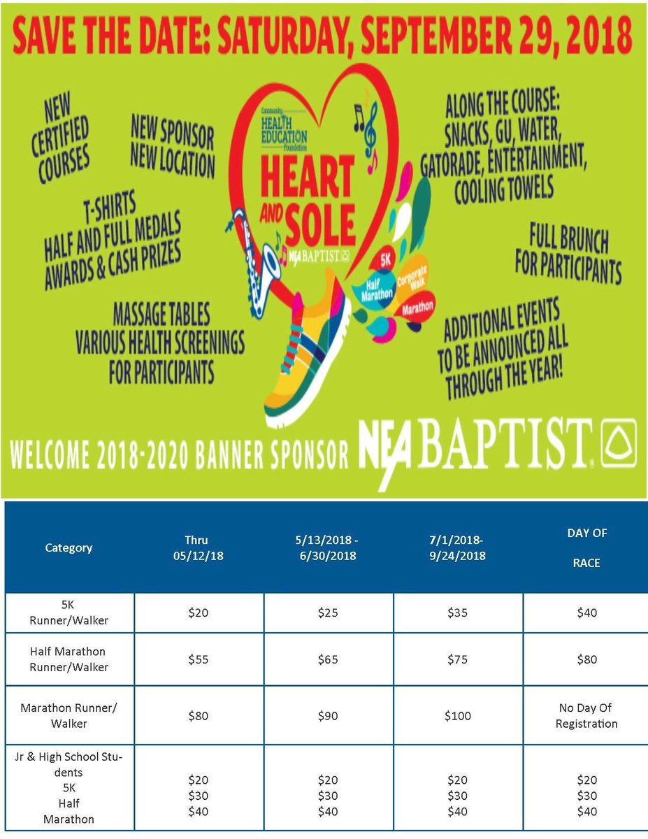 CHEFJONESBORO's tweet photo. 🚨 HEART &amp; SOLE 2018 🚨

Click on the image below for additional details regarding registration fee increases.

💻 https://t.co/iKPQS6kUMe https://t.co/a6RMuiHa2e