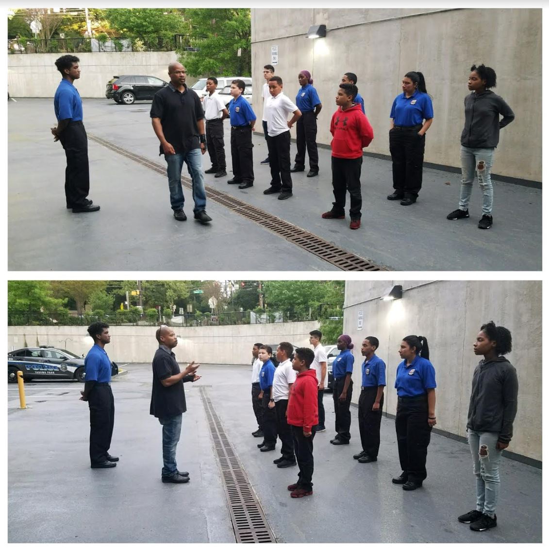 TakomaParkPD's tweet photo. Sgt. Erwin conducts drill & ceremony with the #TPPDJuniorPoliceExplorers https://t.co/GbWnl9Q5tm