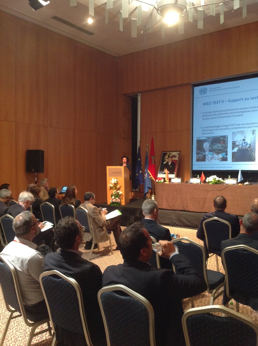 UNIDOMorocco's tweet photo. Présentation de l’approche intégrée #MedTEST @SwitchMed, 
résultats au niveau régional et Bilan des actions réalisées au Maroc @EU_Commission @UE_au_Maroc @UNIDO @UNIDOMorocco https://t.co/EekQN1MHea