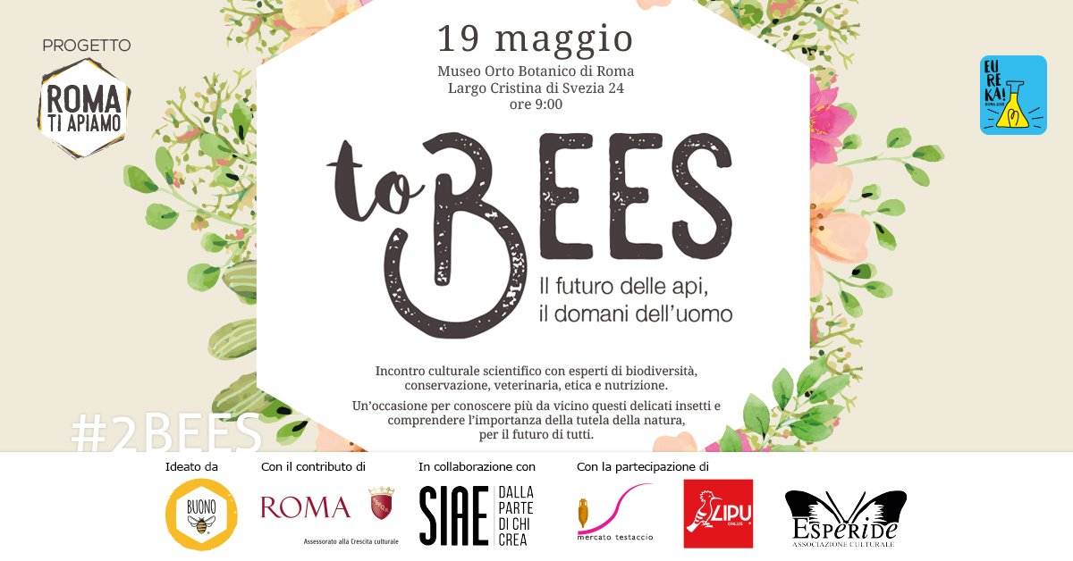 ilmielebuono's tweet photo. ToBEES - Incontro Culturale Scientifico
📅 19 Maggio ⏰ 9:00📍 Museo Orto Botanico di Roma 
Le prime 10 prenotazioni ingresso #OMAGGIO
Per prenotare scrivere nome e cognome a info@ilmielebuono.it
Tutte le info ℹ️ https://t.co/RlyeLDVTWK
#buono #eurekaroma #2bees #20buoni #api https://t.co/7GPpTfHeP2