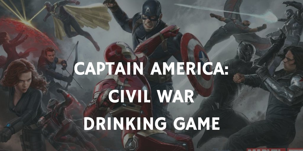 Drink When On Twitter Captain America Civil War Drinking Game Https T Co D6344go2yx Captainamerica Civilwar Captainamericacivilwar Drinkinggame Marvel Marveldrinkinggame Chrisevans Blackpanther Https T Co Dd9icdivi1