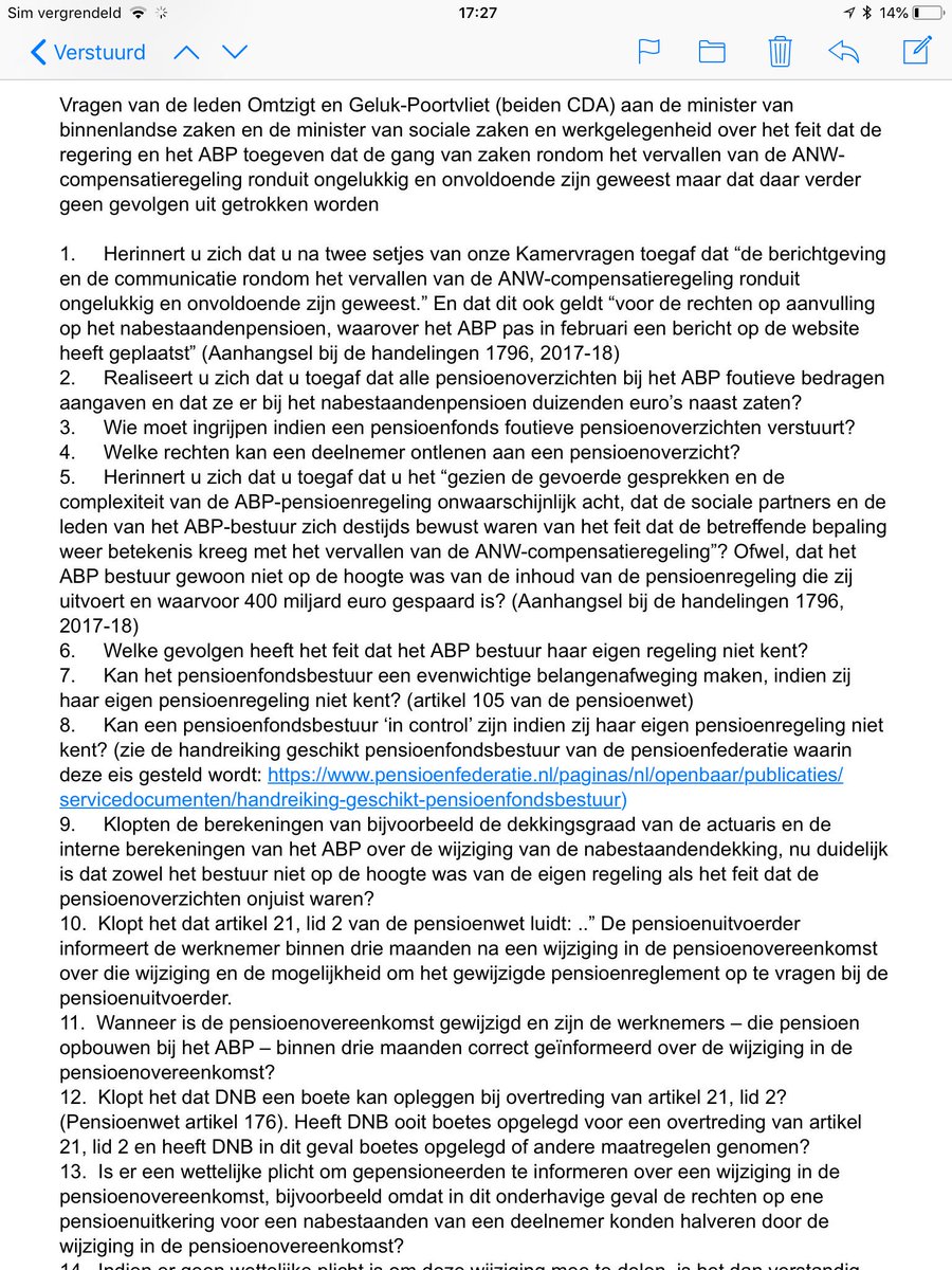 Pieter Omtzigt on Twitter "CDA Kamervragen (derde keer) over ABP en
