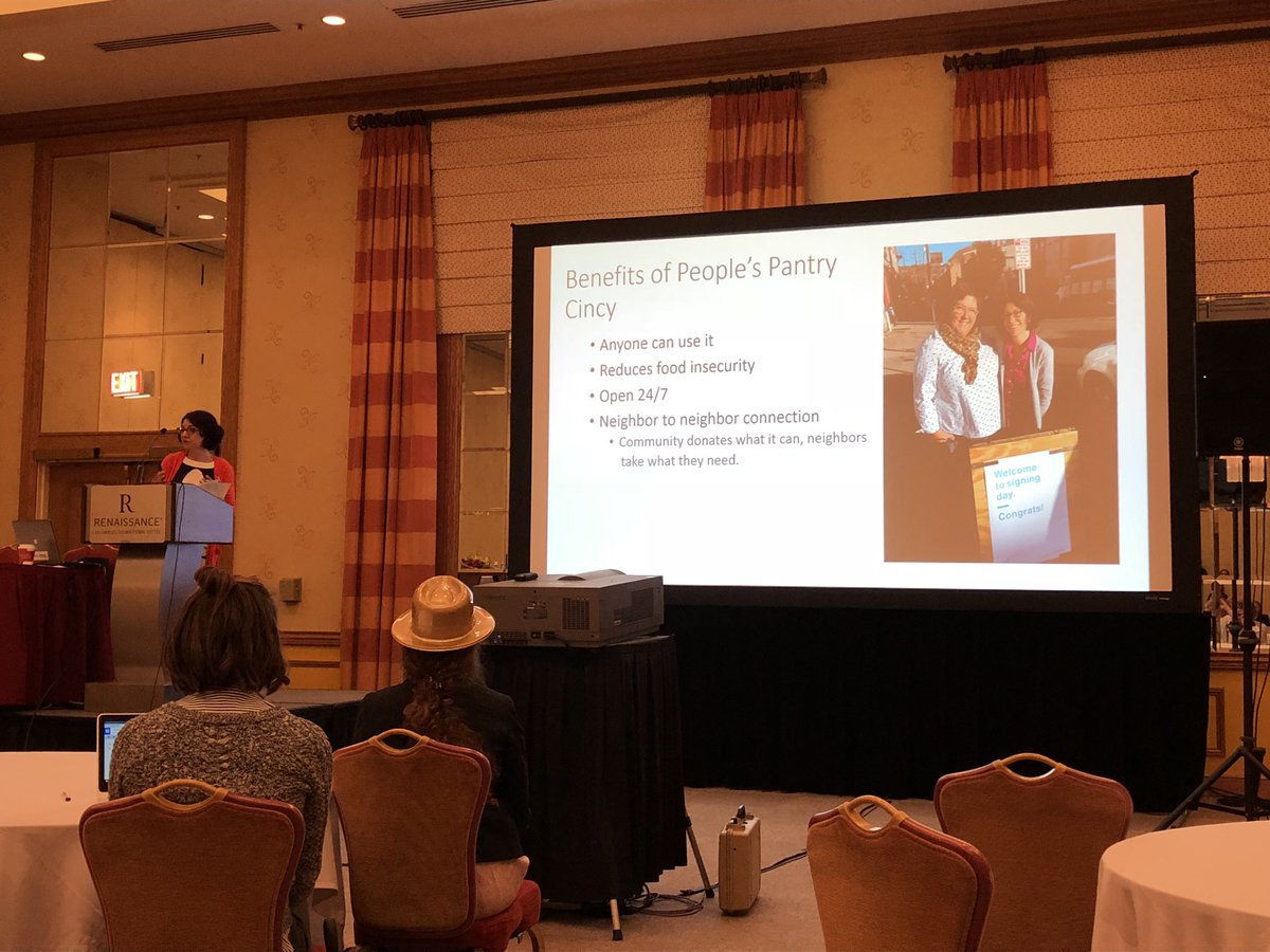 carrierd's tweet photo. Neighbor to neighbor connection with the People’s Pantry Cincy. Great efforts by @nutrigirl and her partners to establish little food pantries around Cincinnati using old newspaper stands. Wonderful project! #OAND2018 #RDchat https://t.co/K9b6eKXij9