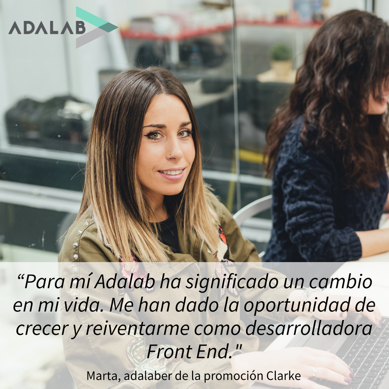 Adalab_Digital's tweet photo. Marta, adalaber de la #promociónClarke, nos dijo esto nada más terminar el curso en febrero 2018, ¿te animas? #ConvierteteEnAdalaber Toda la info aquí https://t.co/ON8AHCNsGG https://t.co/vYfoDX4woR