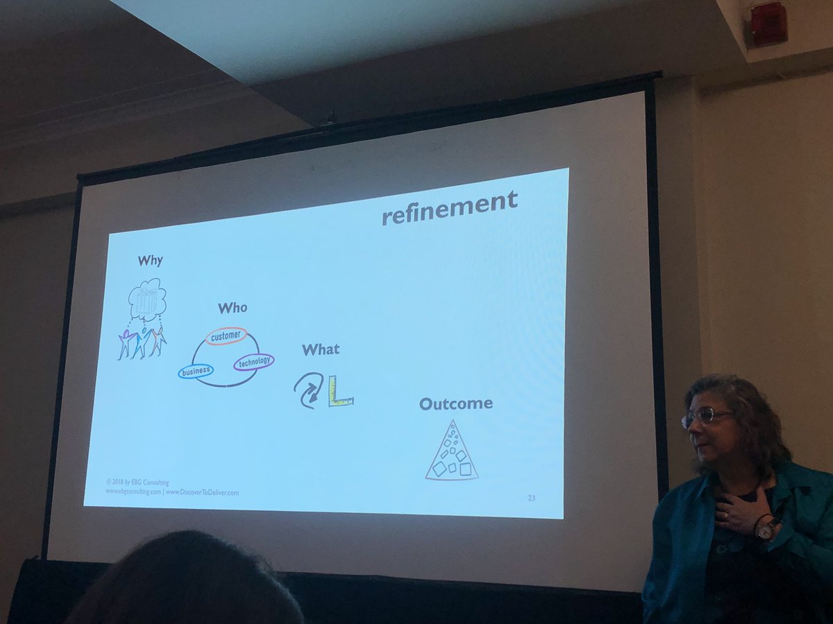 JennyKCMO's tweet photo. @ellengott says our backlogs should be LEAN and LUMPY. And Product Owners need LOVE. My new 3Ls of Refinement! #basd2018 https://t.co/zZ7XE56QE7