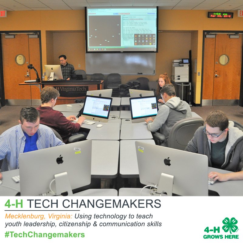 4H's tweet image. #TrueLeaders like these in Virginia are using technology to better their communities. Are you one of them? Share your community project with 4-H &amp;amp; @Microsoft and how you used tech to make it happen:  4-H.org/TechChangemake… #TechChangemakers