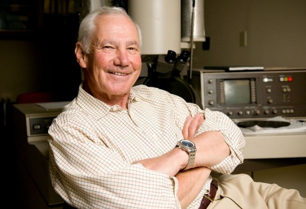 Stanley Falkow in a photo taken in his lab in 2008. He is considered to be the father of the field of bacterial pathogenicity. He died on May 5. Linda A. Cicero/Stanford News Service