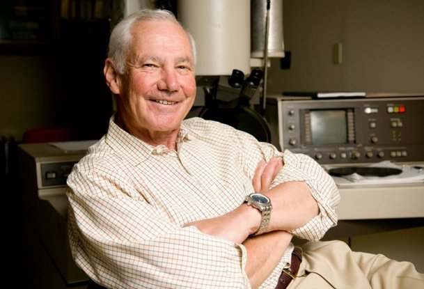 Stanley Falkow in a photo taken in his lab in 2008. He is considered to be the father of the field of bacterial pathogenicity. He died on May 5. Linda A. Cicero/Stanford News Service