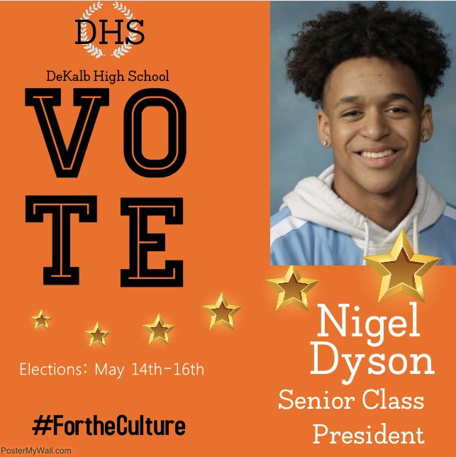 nigeldyson_'s tweet photo. ‼️ATTENTION DHS JUNIORS‼️I am running for Senior Class President for the 2018-19 school year. You can vote online May 14-16 thought your email. I want to make changes for me, you and the students of the future. Your votes matter. #Fortheculture https://t.co/qOBlb7h9Bw