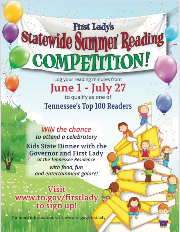 My Statewide Summer Reading Competition launches 3 weeks from today! All Rising K-4th students are encouraged to log their summer reading minutes to compete for a spot at a Kids State Dinner with <a href="/BillHaslam/">Bill Haslam</a> and me! Visit tn.gov/firstlady for more info #TNTopReaders