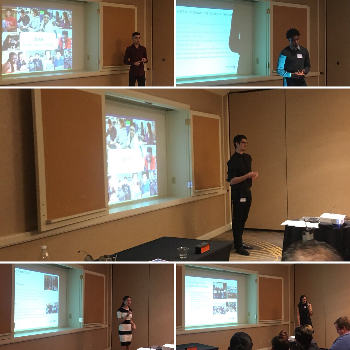 MissMarisaVolo's tweet photo. Proud doesn’t begin to explain how I feel about these awesome students! They came here ready to present on youth voice and they nailed it! Great work, Erika, Julia, Isaiah, Tre, and Jose! @ctserc @teachcardona @MeridenK12 #plattmym #meridenDLT #RaceinEd2018 https://t.co/9x68vAEyE3
