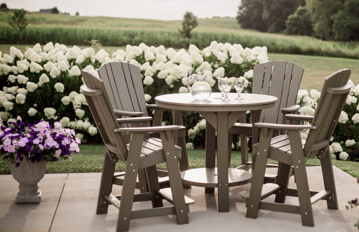 gooddegg's tweet photo. Serve up an extra helping of easy, breezy patio style with the Recycled Plastic 5 Piece Round Patio Dining Set. The four chairs, which feature beautiful Adirondack-inspired backs, pair perfectly with the round table, which features a lower shelf/footrest.

https://t.co/81nHTMCeHQ https://t.co/4Um42FSZvJ
