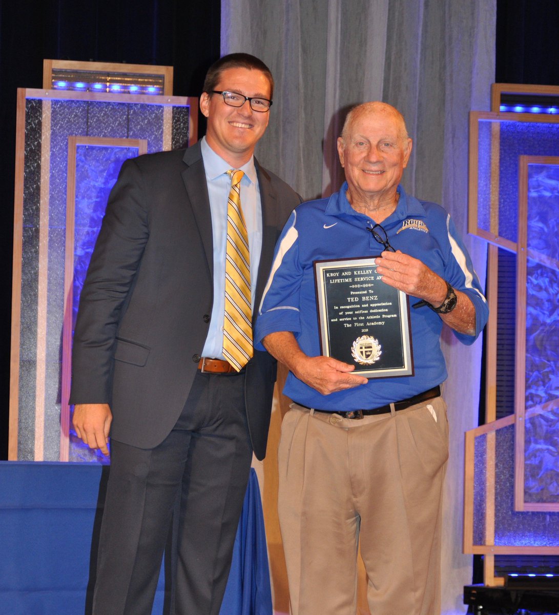 TFA_Athletics's tweet photo. Congratulations to last night's recipient of the 2018 Kelley and Kroy Crofoot Lifetime Service Award, Coach Ted Benz! https://t.co/YNYkxevwwF