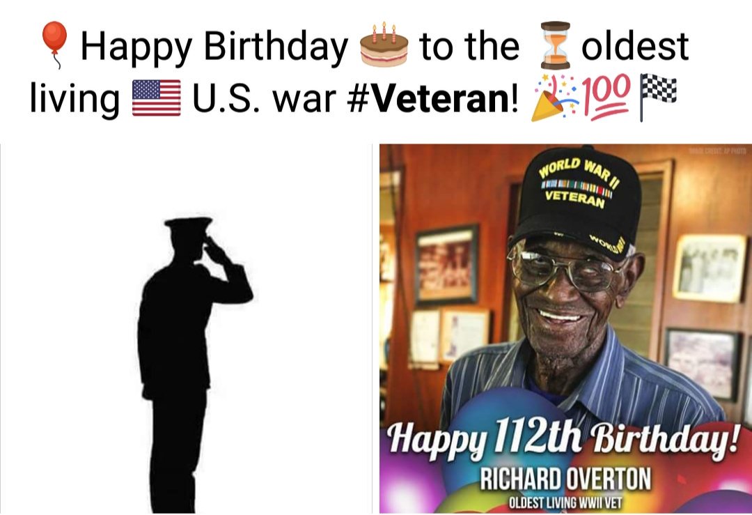 mindbender1970's tweet photo. 🎈#HappyBirthday 🎂 to the ⏳#Oldest living 🇺🇸 U.S. war #Veteran! 🎉💯🏁 https://t.co/XdKVzAGZqn