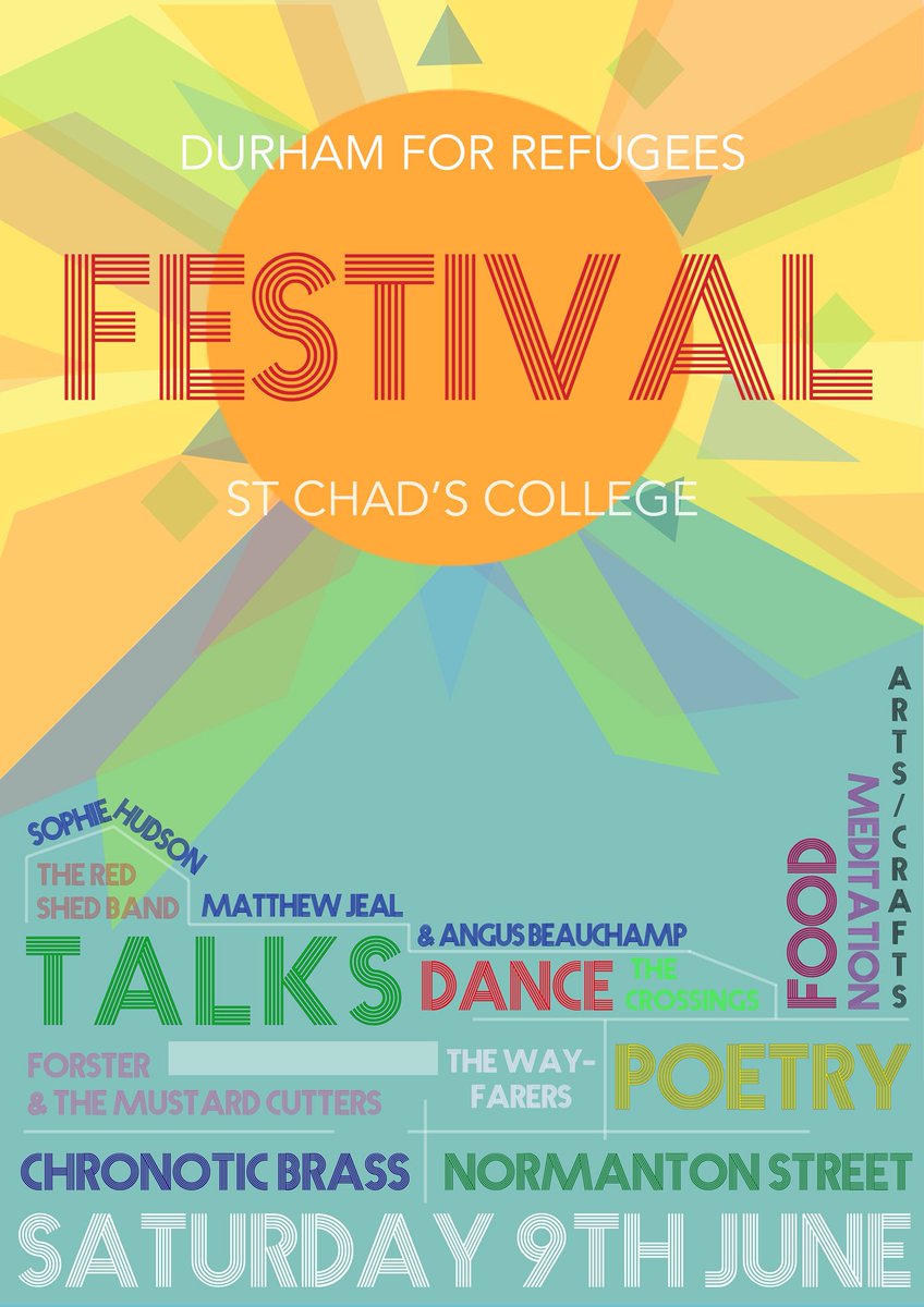 DurhamRefugees's tweet photo. Come along to Durham for Refugees’ first summer festival, Chad’s College, 9th June!🌞🌞Ft. @NormantonStreet @crossingsband &amp; @RobertCohen2 (👉https://t.co/EhYZavJAAz) 💚 https://t.co/oHxhRsDNh9