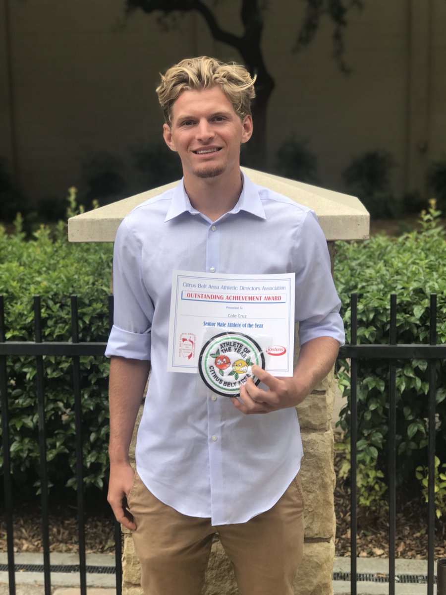 PSHSAD's tweet photo. Congratulations to Cole Cruz @Colecrz on being named PSHS Senior Male Athlete of the Year of the Citrus Belt Area Athletic Directors Association for 2018! Well deserved Cole and thanks for your hard work! #IndianPride https://t.co/Le9hxBkNTb