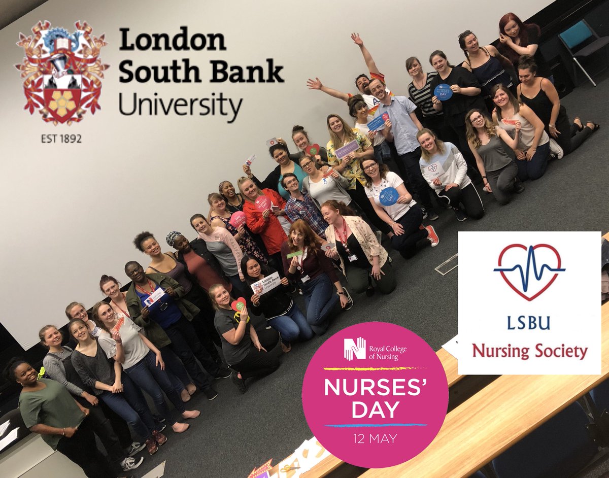 LSBU_Nursing's tweet photo. #ThisNurse These student nurses are training to make the lives of children and their families better! London South Bank University's Sept 2016 Cohort showing appreciation for Nurse's Day 2018 with members of the LSBU Nursing Society. @LSBU_NSoc @DCN_LSBU #Sept2016 #RCN #NursesDay https://t.co/BDfAbjbcuH