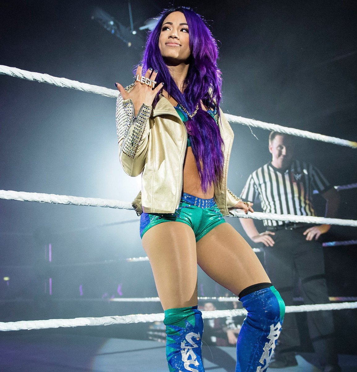 xWWEAddict's tweet photo. Entrance digital from #WWEBelfast! 💜 @SashaBanksWWE https://t.co/RGg8luqHU2