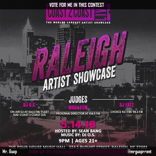 Vote for me to perform for $50K at #Raleigh Edition 5/14/18! c2c.fm/i4KCp3 #Coast2Coast